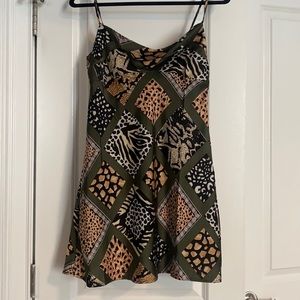 Green with animal print dress with tags!